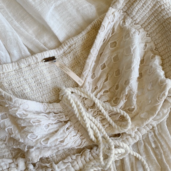 Free People Cotton Gauze Smocked Cutout Dress - Picture 3 of 4